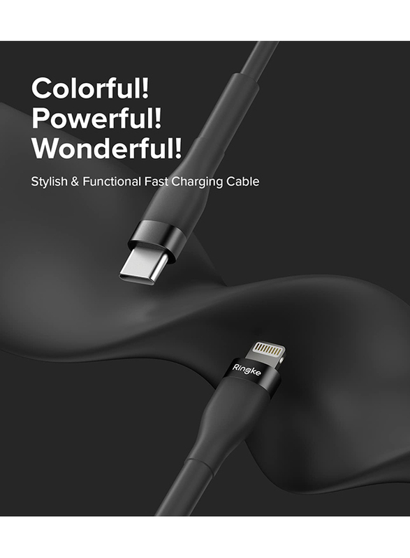 Ringke Fast Charging Pastel Cable USB Type-C to Lightning - Black (1.2m)